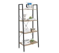 WOLTU Étagère de Rangement à 4 Niveaux, 35x60x148cm, Étagère pour Plantes et Fleurs, Noir+Chêne Clair, RGB9283hei-a