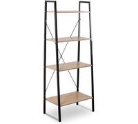 WOLTU Étagère de Rangement à 4 Niveaux, 35x60x148cm, Étagère pour Plantes et Fleurs, Noir+Chêne Clair, RGB9283hei-a