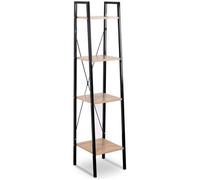 WOLTU 4 Étagère Meuble Rangement étagère à Livres en Bois et Acier,Environ 34x35x148cm Noir+Chêne Clair RGB9284hei