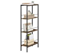 WOLTU Étagère de Rangement, Étagère Étroite à 4 Niveaux, Style Industriel, en MDF + Cadre Métallique, Marron Rustique + Noir, L50xP20xH110 cm, RGB53shm