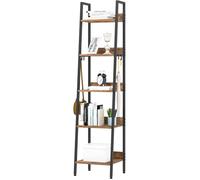 WOLTU Étagère Échelle Étagère de Rangement Bibliothèque à 5 Niveaux avec 4 Crochets Amovibles Style Industriel Vintage Cadre en Métal Tablette en MDF Noir 40x170x36cm RGB9289hov