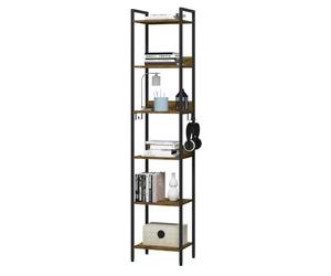 WOLTU Étagère Échelle Étagère de Rangement Bibliothèque à 6 Niveaux avec 4 Crochets Amovibles Style Industriel Vintage Cadre en Métal Tablette en MDF Noir 40x30x187cm RGB31hov