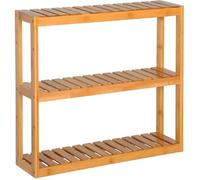 WOLTU Étagère de Rangement en Bambou à 3 Niveaux, Étagère Murale avec Rayon Réglable, Montage Suspendu ou Debout, Salle de Bain, Cuisine, 60x15x54cm