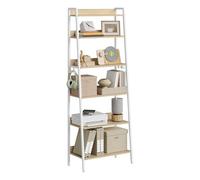 WOLTU Étagère Industrielle 6 Niveaux, Étagère de Rangement Étroite et Haute (Bureau, Salon, Cuisine), Cadre Métallique, 36x64x187,5 cm - Chêne Clair + Blanc