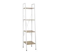 WOLTU Étagère Meuble Rangement étagère à Livres en Bois et Acier,Environ 34x35x148cm Blanc+Chêne Clair RGB9284whe