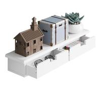 WOLTU Étagère Murale avec 2 Tiroirs, Table de Chevet Suspendue, Tiroir Suspendu, Étagère Flottante, pour Chambre, Salon, Couloir, Cuisine, Blanc, 64x15x10cm, RG9487ws