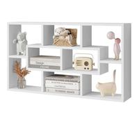 WOLTU Étagère Murale, Bibliothèque au Mur ou sur Le Sol, Étagère Rangement avec Plusieurs Compartiments, 85x16x48cm,Blanc W0ITT4009