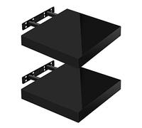 WOLTU Étagère Murale Lot de 2, Étagères Flottantes pour Livres, CD DVD, en Panneau de Bois d'Ingénierie, 25x22,9x3,8cm, Noir, RG9488sz-2