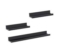 WOLTU Étagère Murale, Étagère Flottante, Lot de 3, avec Rebord, Décoration Murale pour Cadre Photo, dans Salon, Bureau, Chambre, Cuisine,Noir