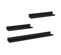 WOLTU Étagère Murale, Étagère Flottante, Lot de 3, avec Rebord, Décoration Murale pour Cadre Photo, dans Salon, Bureau, Chambre, Cuisine,Noir