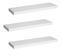 WOLTU Étagère Murale, Étagère Suspendue, Étagère Flottante en MDF, Lot de 3, Blanc, pour Salon, Cuisine, Chambre, Salle de Bain etc RG9365ws-3