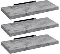 WOLTU Étagère Murale, Étagère Suspendue, Étagère Flottante en MDF, Lot de 3, pour Salon, Cuisine, Chambre, Salle de Bain etc RG9368grei-3
