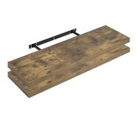 WOLTU Étagère Murale Lot de 2, Étagère Suspendue, Étagère Flottante de CD DVD, 100x23x3.8cm Marron Rustique, RG9317hov-2