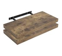 WOLTU Étagère Murale Lot de 2, Étagère Suspendue, Étagère Flottante de CD DVD, 60x23x3.8cm Marron Rustique, RG9319hov-2