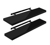 WOLTU Étagère Murale Lot de 2, Étagères Flottantes pour Livres, CD DVD, en Panneau de Bois d'Ingénierie, 100x22,9x3,8cm, Noir, RG9482sz-2