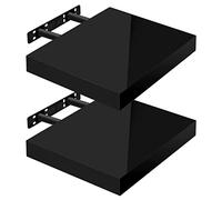 WOLTU Étagère Murale Lot de 2, Étagères Flottantes pour Livres, CD DVD, en Panneau de Bois d'Ingénierie, 30x22,9x3,8cm, Noir, RG9489sz-2