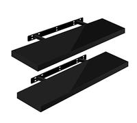 WOLTU Étagère Murale Lot de 2, Étagères Flottantes pour Livres, CD DVD, en Panneau de Bois d'Ingénierie, 80x22,9x3,8cm, Noir, RG9480sz-2