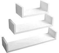 WOLTU Étagère Murale Lot de 3 en Forme de U Étagère CD Design Rétro,Blanc