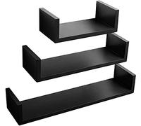 WOLTU Étagère Murale Lot de 3 en Forme de U étagère CD DVD Design rétro,Noir RG9311sz
