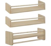 WOLTU Étagère Murale Lot de 3, Étagère Chambre Enfant en Bois Massif, 50cm Bibliothèque Étagère, Bois naturel