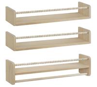 WOLTU Étagère Murale Lot de 3, Étagère Chambre Enfant en Bois Massif, 60cm Bibliothèque Étagère, Bois naturel