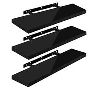 WOLTU Étagère Murale Lot de 3, Étagères Flottantes, pour Livres, CD DVD, en Panneau de Bois d'Ingénierie, 90x22,9x3,8cm, Noir, RG9481sz-3
