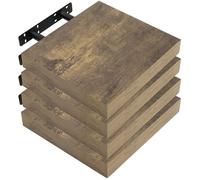 WOLTU Étagère Murale Lot de 4, Étagère Suspendue, Étagère Flottante de CD DVD, 25x23x3.8cm Marron Rustique, RG9365hov-4