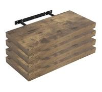 WOLTU Étagère Murale Lot de 4, Étagère Suspendue, Étagère Flottante de CD DVD, 50x23x3.8cm Marron Rustique, RG9368hov-4