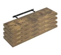 WOLTU Étagère Murale Lot de 4, Étagère Suspendue, Étagère Flottante de CD DVD, 80x23x3.8cm Marron Rustique, RG9318hov-4