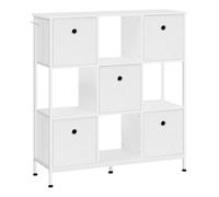 WOLTU Étagère Rangement, Meuble de Rangement, Bibliothèque, avec 4 Cubes Ouverts et 5 Tiroirs en Tissu, pour Salon, Bureau, Cuisine, Entrée, Chambre, 90x30x100cm, Blanc, RGB64ws