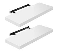 WOLTU Étagères Murales,Tablette Murale de Lot de 2, Étagère Flottante, Étagère à Livres, CD DVD, Panneau de Bois, 70x22,9x3,8cm, Blanc, RG9479ws-2