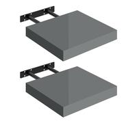 WOLTU Étagères Murales,Tablette Murale de Lot de 2,Étagère Flottante,Étagère à Livres,CD DVD,Panneau de Bois,30x22,9x3,8cm,Gris Brillant,RG9489gr-2