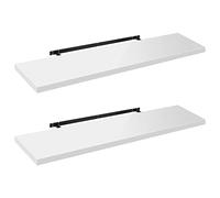 WOLTU Étagères Murales,Tablette Murale de Lot de 2, Étagère Flottante, Étagère à Livres, CD DVD, Panneau de Bois, 100x22,9x3,8cm, Blanc, RG9482ws-2