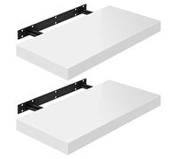 WOLTU Étagères Murales,Tablette Murale de Lot de 2, Étagère Flottante, Étagère à Livres, CD DVD, Panneau de Bois, 50x22,9x3,8cm, Blanc, RG9477ws-2