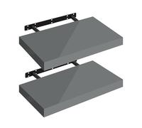 WOLTU Étagères Murales,Tablette Murale de Lot de 2,Étagère Flottante,Étagère à Livres,CD DVD,Panneau de Bois,40x22,9x3,8cm,Gris Brillant,RG9476gr-2