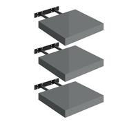 WOLTU Étagères Murales,Tablette Murale de Lot de 3,Étagère Flottante,Étagère à Livres,CD DVD,Panneau de Bois,30x22,9x3,8cm,Gris Brillant,RG9489gr-3