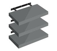 WOLTU Étagères Murales,Tablette Murale de Lot de 3,Étagère Flottante,Étagère à Livres,CD DVD,Panneau de Bois,40x22,9x3,8cm,Gris Brillant,RG9476gr-3