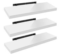 WOLTU Étagères Murales,Tablette Murale de Lot de 3, Étagère Flottante, Étagère à Livres, CD DVD, Panneau de Bois, 110x22,9x3,8cm, Blanc, RG9483ws-3-FL