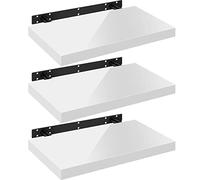 WOLTU Étagères Murales,Tablette Murale de Lot de 3, Étagère Flottante, Étagère à Livres, CD DVD, Panneau de Bois, 50x22,9x3,8cm, Blanc, RG9477ws-3