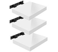 WOLTU Étagères Murales,Tablette Murale de Lot de 3, Étagère Flottante, Étagère à Livres, CD DVD, Panneau de Bois, 25x22,9x3,8cm, Blanc, RG9488ws-3