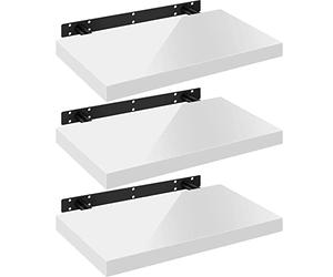 WOLTU Étagères Murales,Tablette Murale de Lot de 3, Étagère Flottante, Étagère à Livres, CD DVD, Panneau de Bois, 40x22,9x3,8cm, Blanc, RG9476ws-3