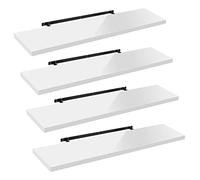 WOLTU Étagères Murales,Tablette Murale de Lot de 4, Étagère Flottante, Étagère à Livres, CD DVD, Panneau de Bois, 120x22,9x3,8cm, Blanc, RG9484ws-4