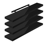 WOLTU Étagères Murales,Tablette Murale de Lot de 4, Étagère Flottante, Étagère à Livres, CD DVD, Panneau de Bois, 100x22,9x3,8cm, Noir, RG9482sz-4