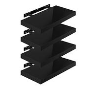 WOLTU Étagères Murales,Tablette Murale de Lot de 4, Étagère Flottante, Étagère à Livres, CD DVD, Panneau de Bois, 50x22,9x3,8cm, Noir, RG9477sz-4