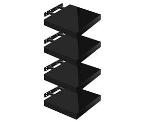 WOLTU Étagères Murales,Tablette Murale de Lot de 4, Étagère Flottante, Étagère à Livres, CD DVD, Panneau de Bois, 25x22,9x3,8cm, Noir, RG9488sz-4