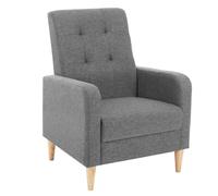 WOLTU Fauteuil Salon Scandinave, Fauteuil Cabriolet Relax, Siège Rembourré en Lin, Pieds en Bois Massif, Gris Foncé W0ATT0343