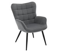 WOLTU Fauteuil à Oreilles, Relax Moderne, Lounge Vintage, Salon Rembourré, Pieds Métalliques, Fauteuil Rembourré avec Revêtement en Velours Côtelé, Gris Foncé, SKS31dgr