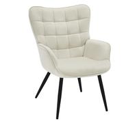 WOLTU Fauteuil à Oreilles, Relax Moderne, Salon Rembourré, Blanc Crème