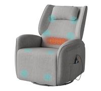 WOLTU Fauteuil de Massage Électrique, Fauteuil TV Relax de Chauffage Inclinable, Pivotant, Berçant, avec Repose-Pied, Poches Latérales et Port USB pour Salon, Chambre, Charge 150kg, en Chenille, Gris