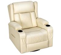 WOLTU Fauteuil de Relaxation à 360°, Fauteuil TV avec Fonction Bascule, Dossier Inclinable, Revêtement en PU, Beige